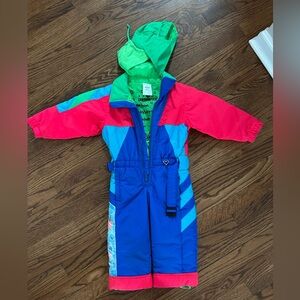 VINTAGE Obermeyer Kids' Snowsuit in Blue, Pink and Green